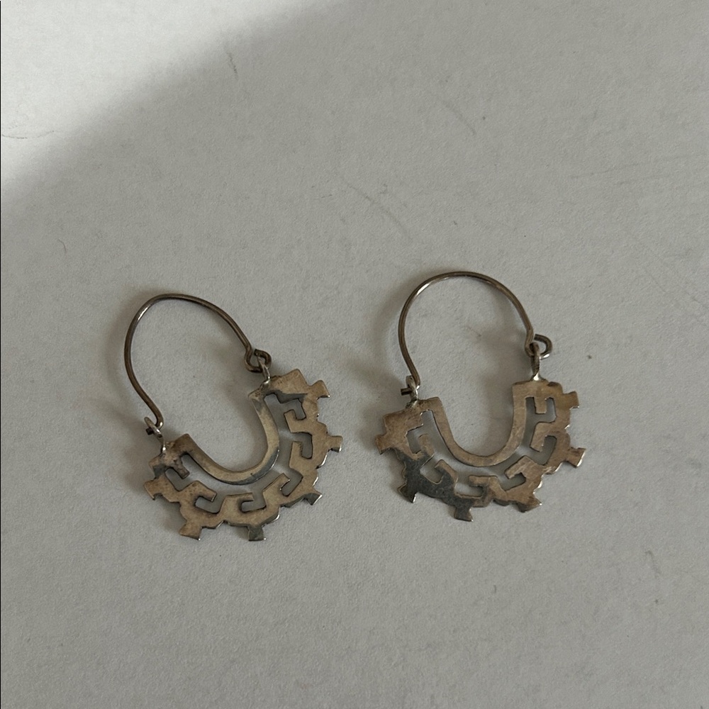 Intricate Silver Hoop Earrings